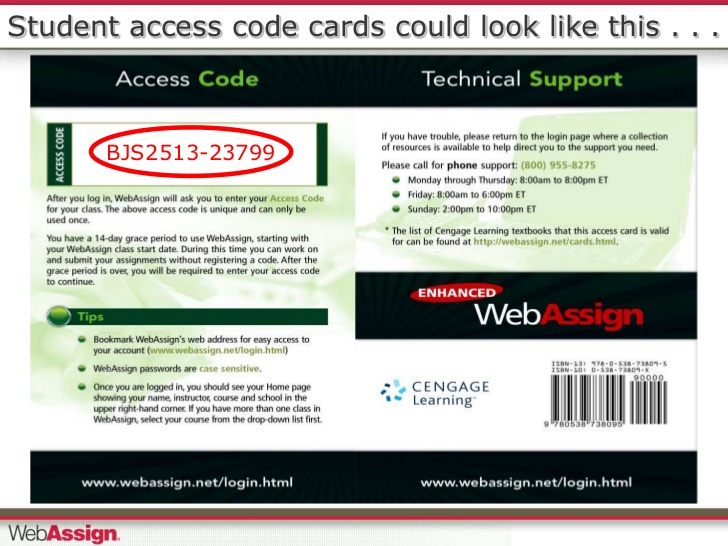 webassign access code